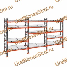 Стеллаж с выкатными платформами  2000*5400*1050 4 яруса 24 платформы - uralbiznesstroi.ru – Красноярск