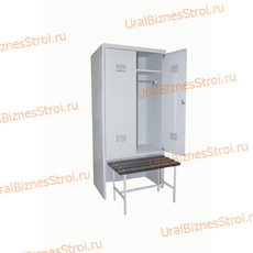 Шкаф гардеробный двухсекционный 2 двери (с нишей для скамьи) 1850*500*800 S-0,8мм - uralbiznesstroi.ru – Красноярск