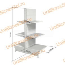 Торговый островной стеллаж 1450*500*600 3 полки - uralbiznesstroi.ru – Красноярск