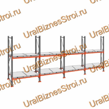 Стеллаж с выкатными платформами  2000*7200*1050 2 яруса 16 платформ - uralbiznesstroi.ru – Красноярск