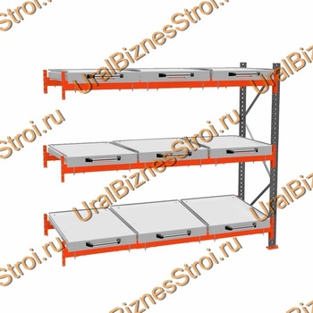 Стеллаж с выкатными платформами дополнительная секция 2500*2700*1050 3 яруса 9 платформ - uralbiznesstroi.ru – Красноярск
