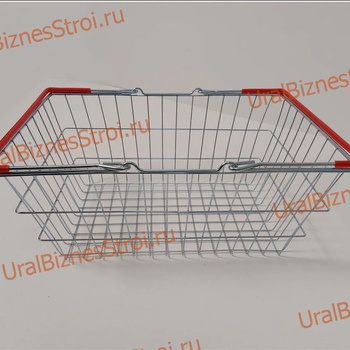 Корзина покупательская, цинк хроматированный (20л) 2 ручки, ПВХ,  цвет-красный - uralbiznesstroi.ru – Красноярск