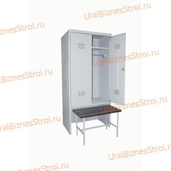 Шкаф гардеробный двухсекционный 2 двери (с нишей для скамьи) 1850*500*800 S-0,8мм - uralbiznesstroi.ru – Красноярск