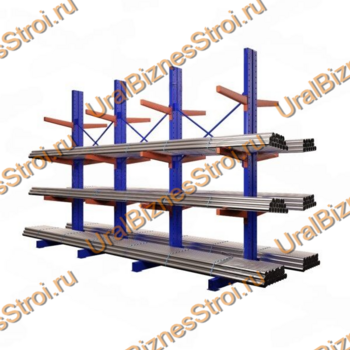Стеллаж консольный двусторонний 3000х1150х2020 мм тяжелый 3 яруса - uralbiznesstroi.ru – Красноярск