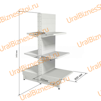 Торговый островной стеллаж 1450*500*900 3 полки - uralbiznesstroi.ru – Красноярск